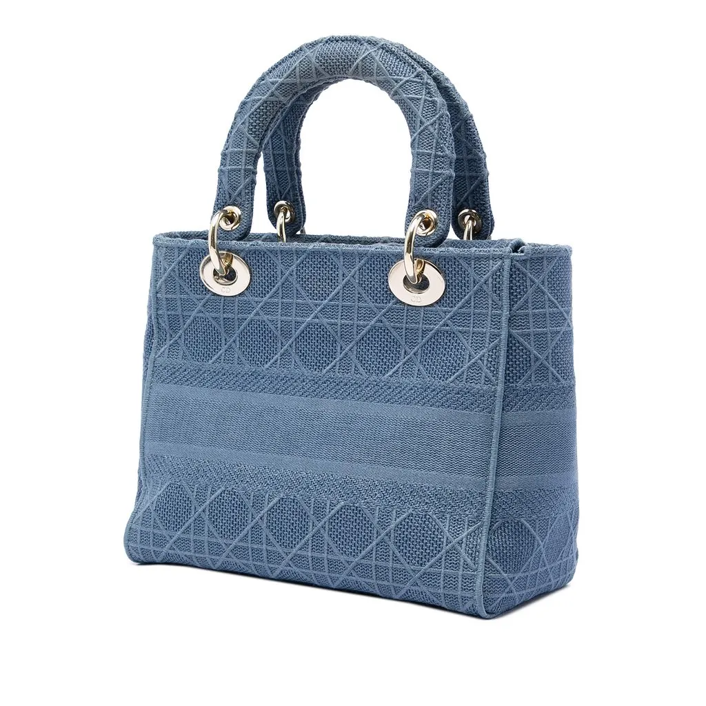 Dior Medium Canvas Cannage Lady D Lite Blue Good - Back View