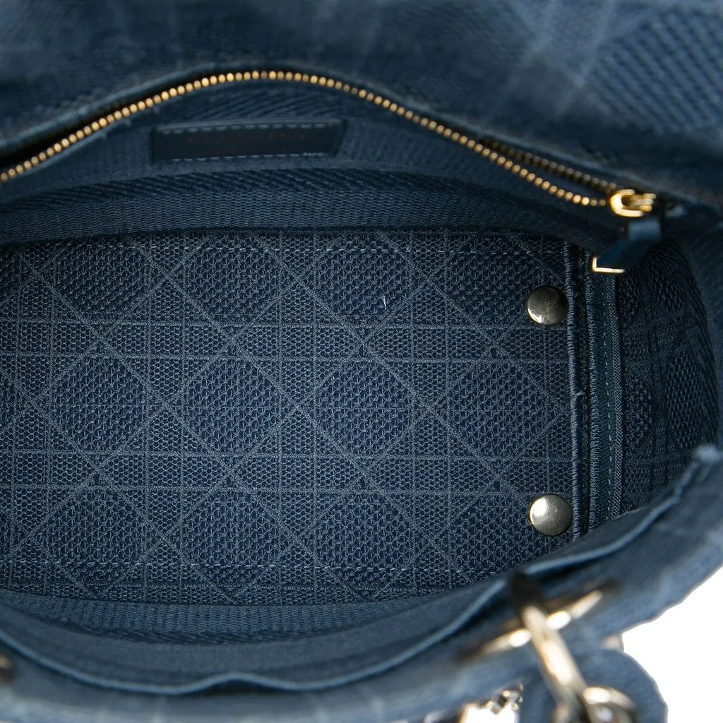 Dior Medium Canvas Cannage Lady D Lite Blue Good - Model View