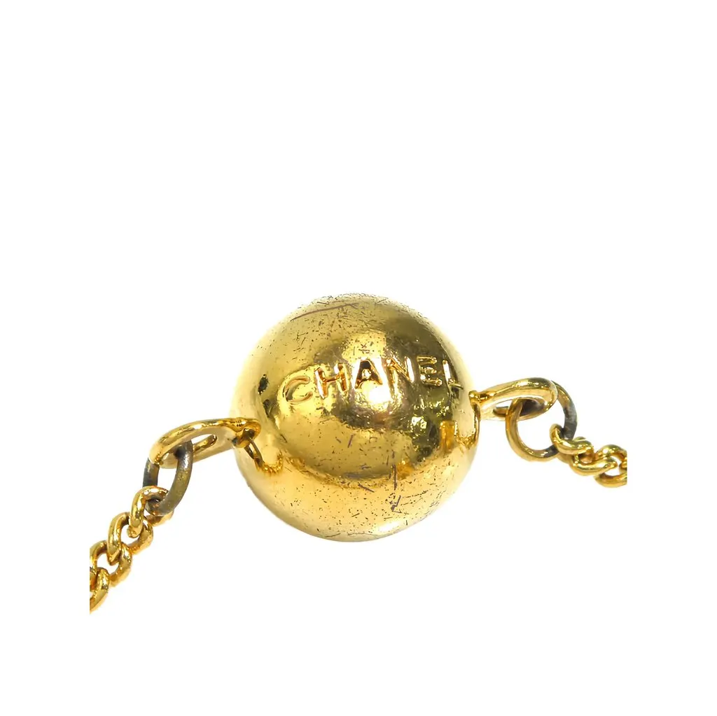 Chanel Gold Plated Sphere Charm Chain Bracelet Gold Metal Good - Box View