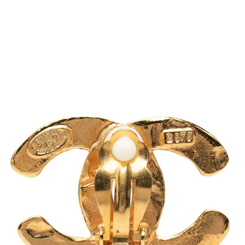 Chanel Gold Plated CC Woven Clip On Earrings Gold Metal Very good - Inside View