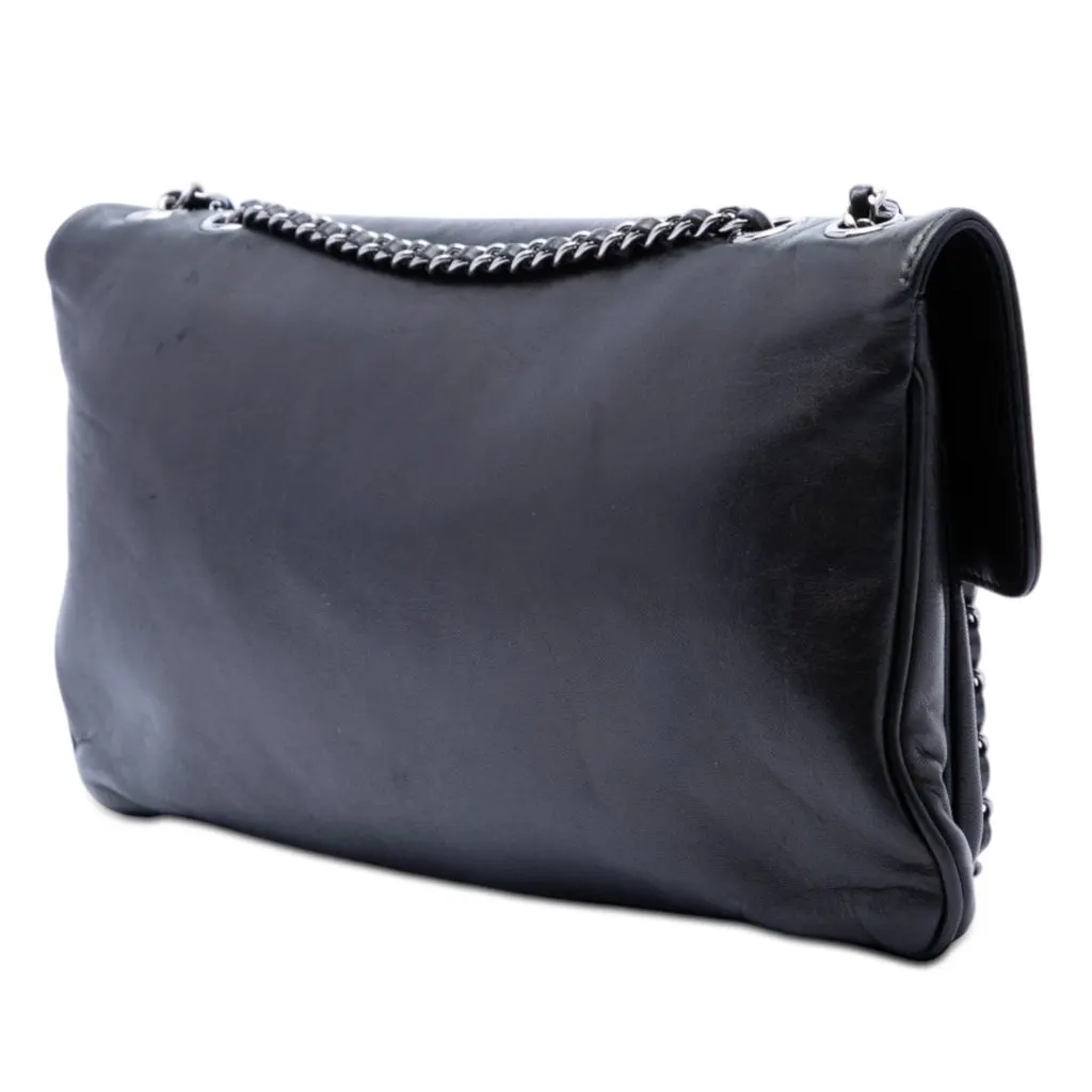 Chanel Lambskin Giant Mademoiselle Turnlock Flap Black Leather Very good - Back View