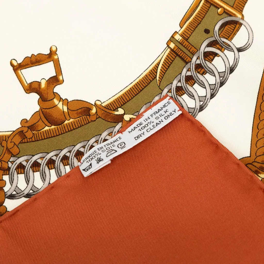 Hermès Reprise Silk Scarf 90 White Very good - Back View