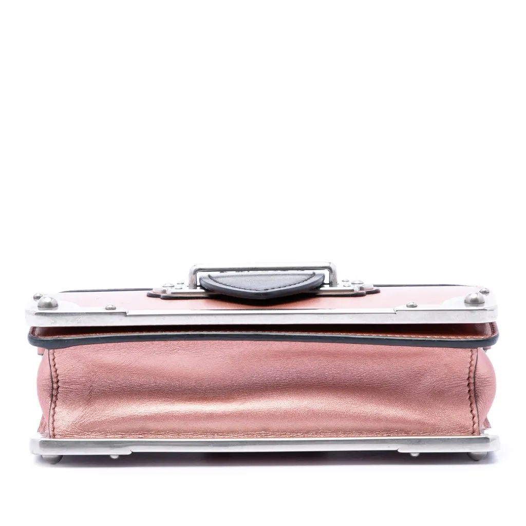 Prada Saffiano Trimmed Metallic City Calf Cahier Crossbody Pink Leather Very good - Inside View