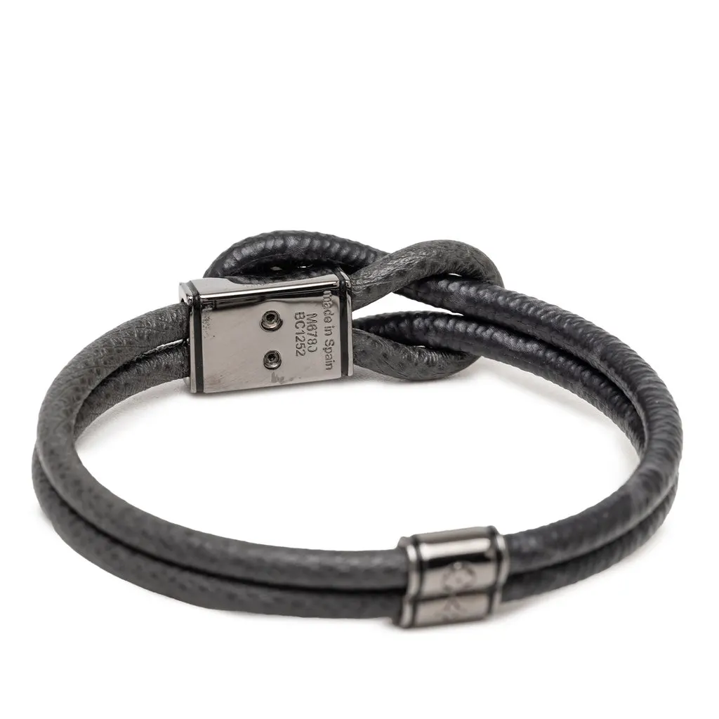 Louis Vuitton Monogram Eclipse and Taiga Loop It Bracelet Black Very good - Model View
