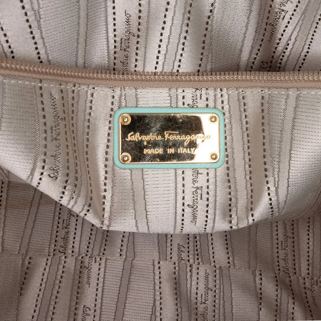 Salvatore Ferragamo Small Calfskin Briana Tote Blue Leather Very good - Box View