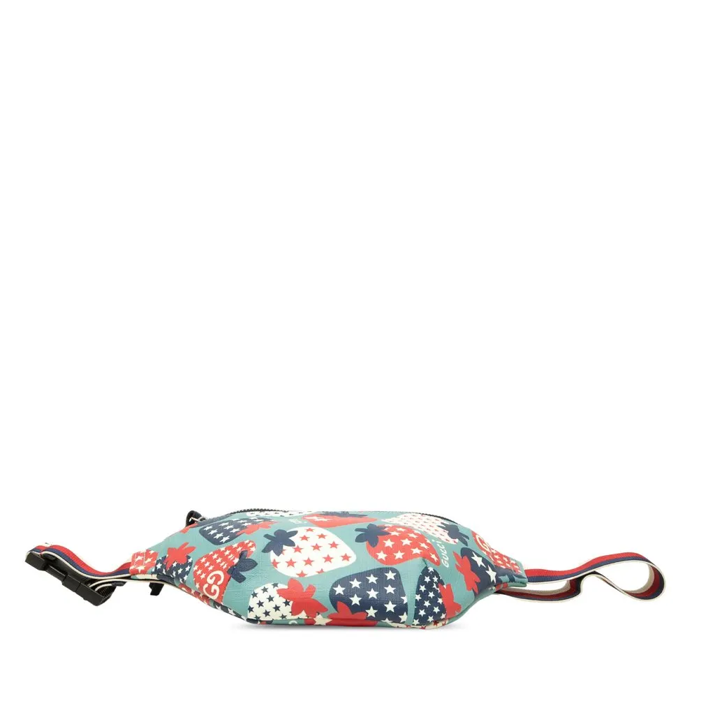 Gucci Kids Coated Canvas Cosmic Strawberries Web Belt Bag Blue Very good - Inside View