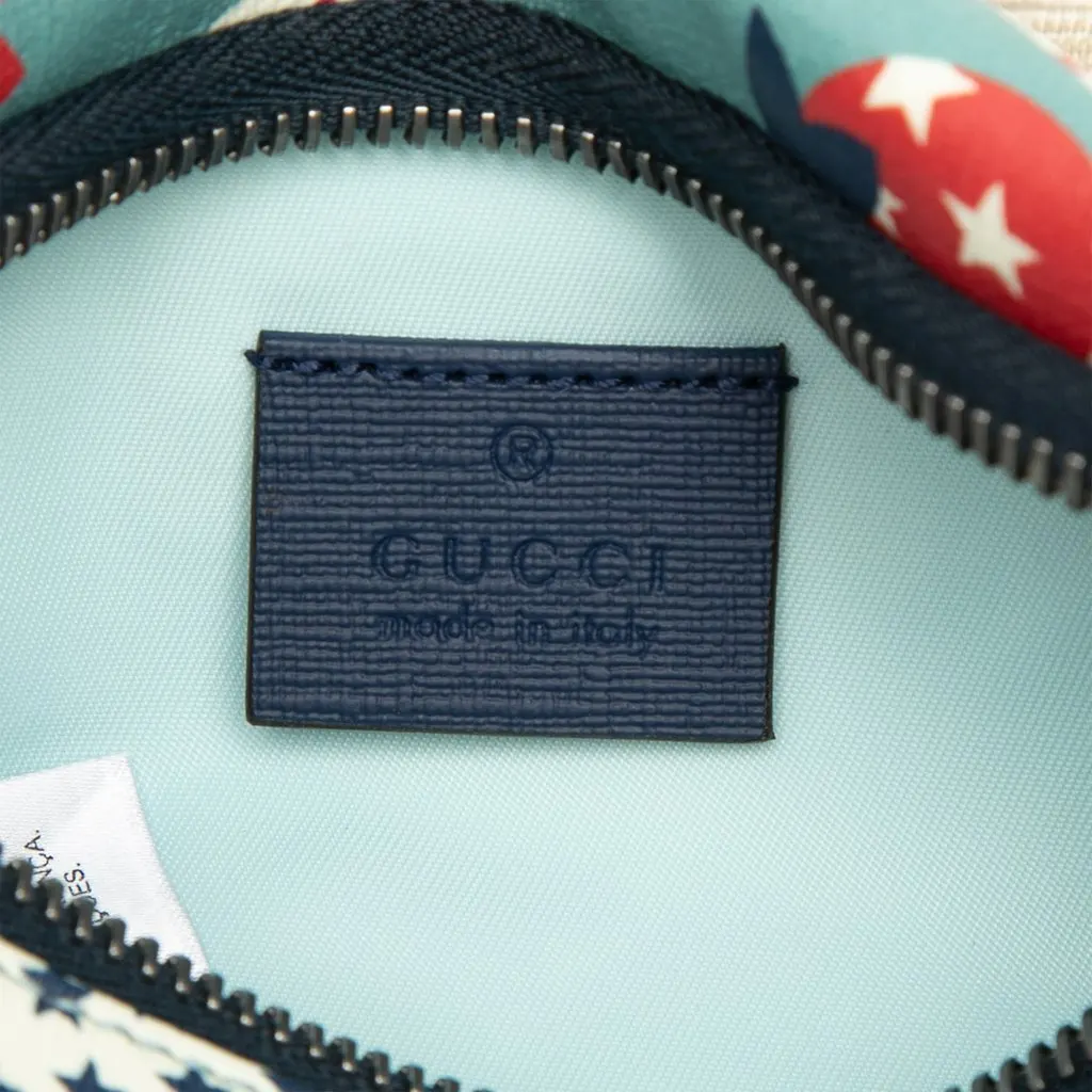 Gucci Kids Coated Canvas Cosmic Strawberries Web Belt Bag Blue Very good - Box View