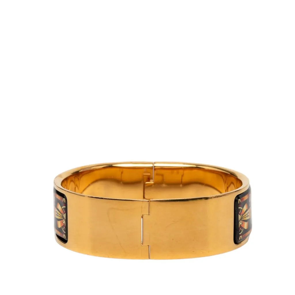 Hermès Wide Enamel Equestrian Loquet Bracelet GM Black Very good - Inside View