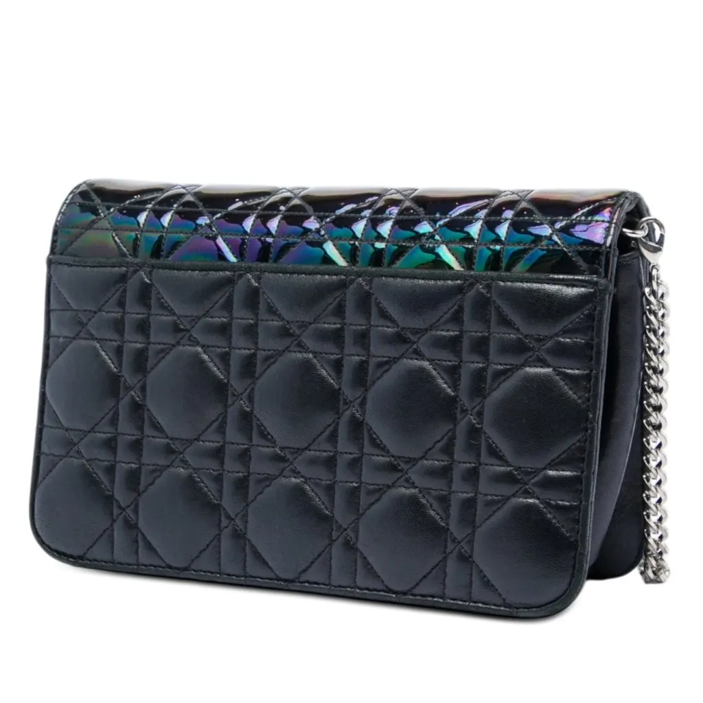 Dior Patent and Lambskin Cannage Miss Dior Promenade Crossbody Black Leather Very good - Back View
