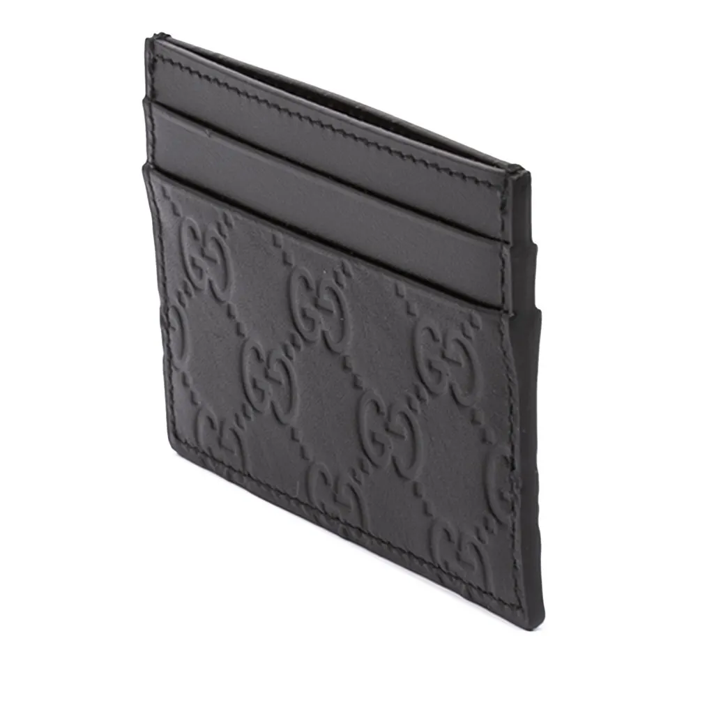 Gucci Guccissima Card Holder Black Leather Very good - Back View
