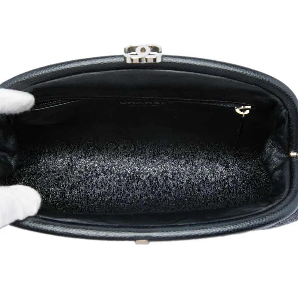 Chanel Quilted Caviar Timeless Kisslock Clutch Black Leather Very good - Model View
