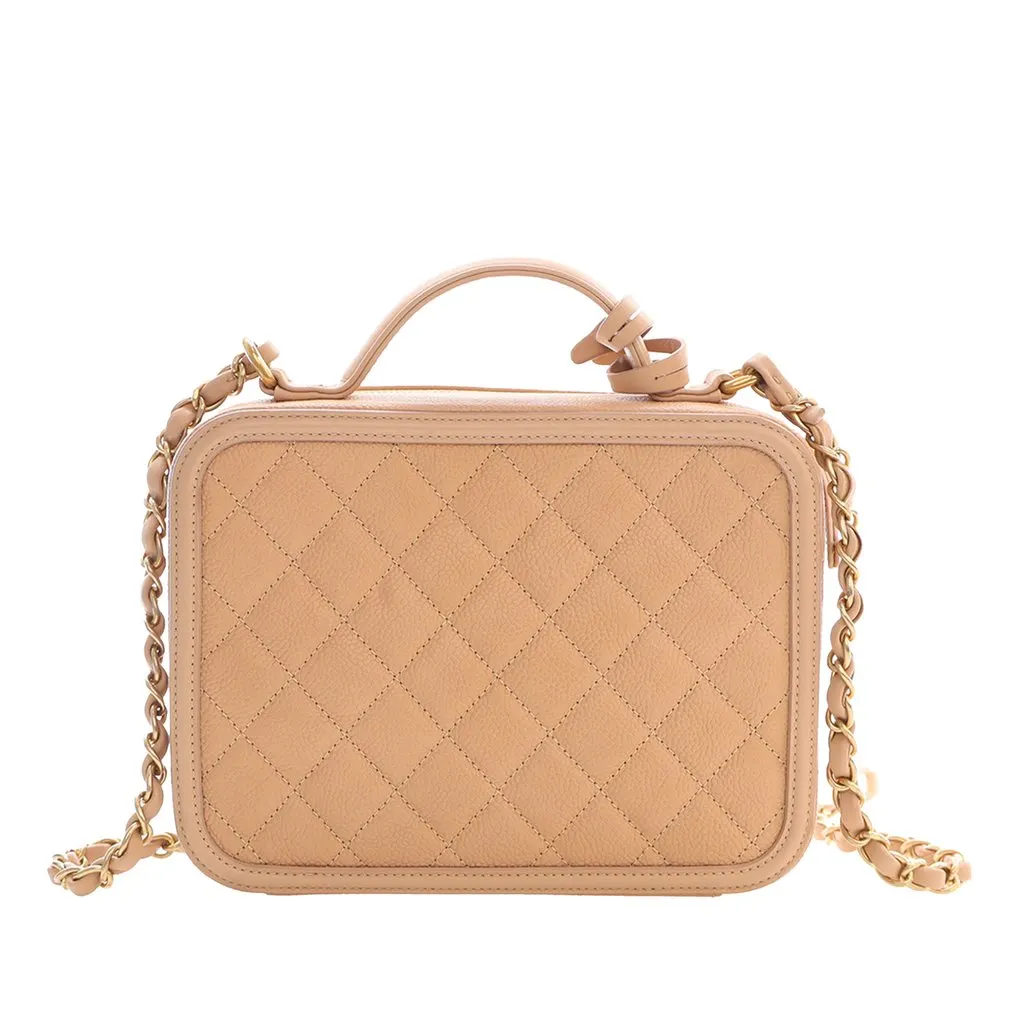 Chanel Medium Caviar CC Filigree Vanity Case Beige Leather Very good - Model View