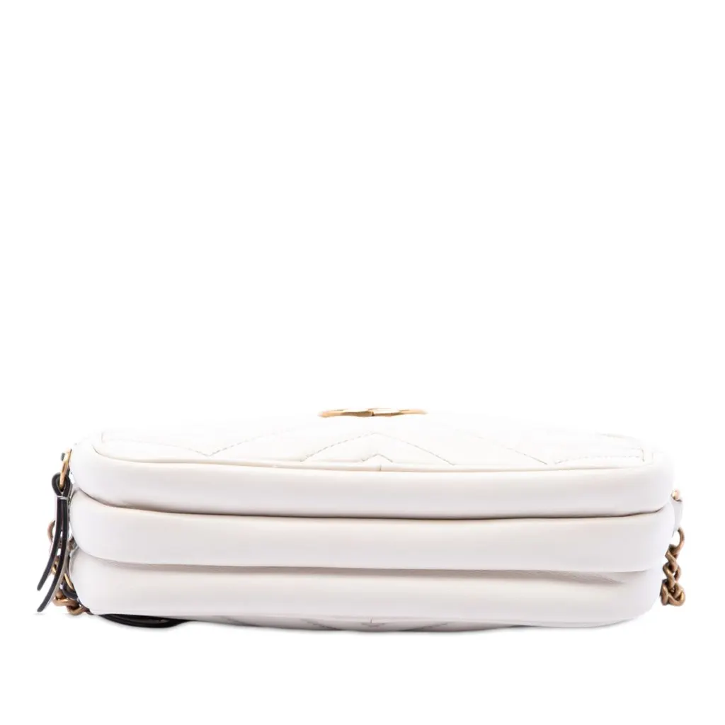 Gucci Mini GG Marmont Matelasse Calfskin Triple Zip Crossbody White Leather Very good - Inside View