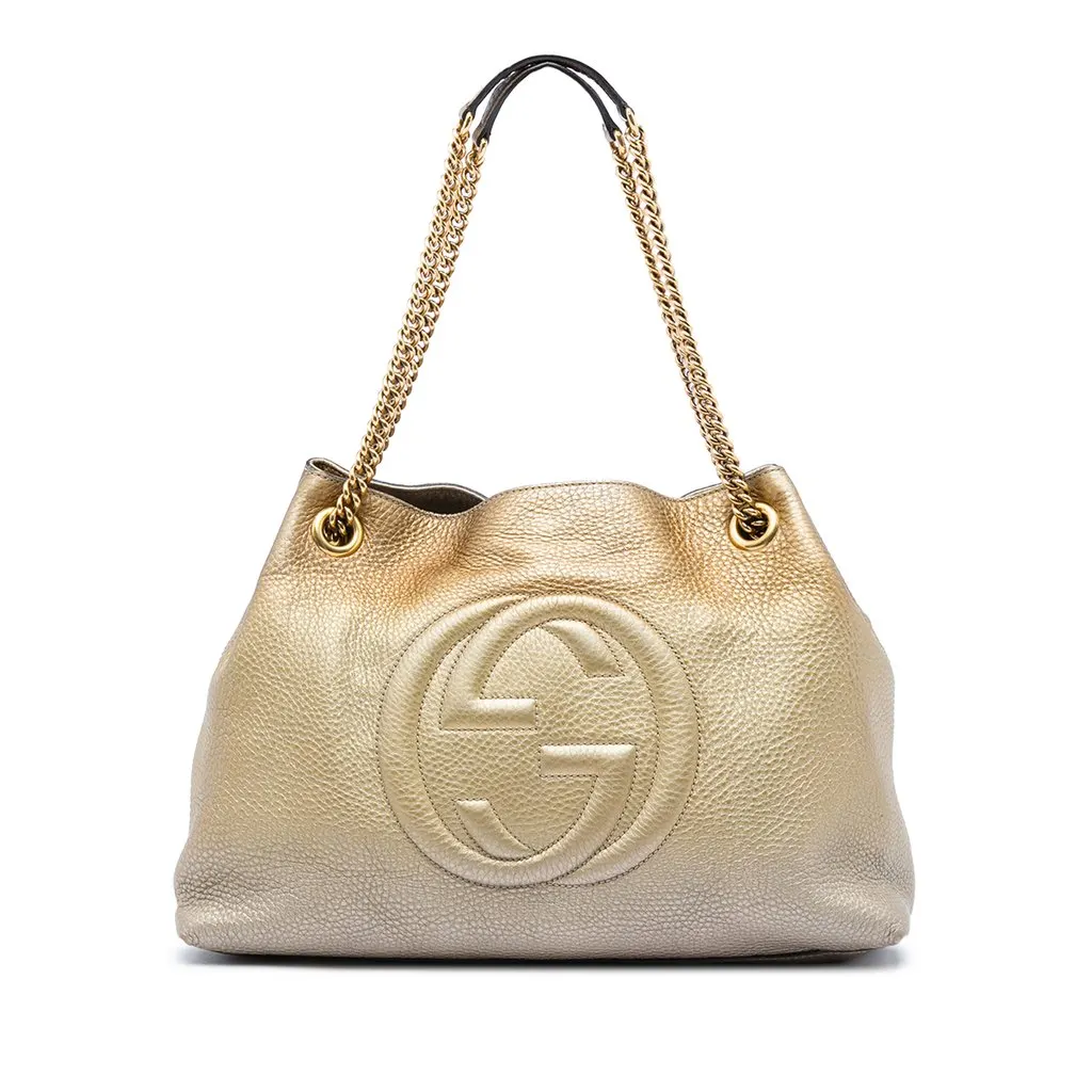 Gucci Medium Ombre Calfskin Soho Chain Tote Gold Leather Very good - Front View