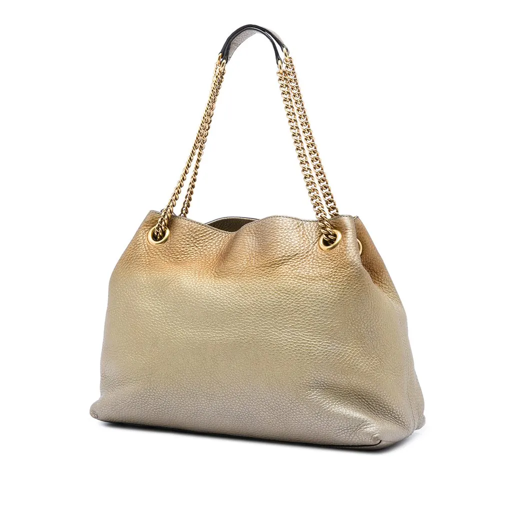 Gucci Medium Ombre Calfskin Soho Chain Tote Gold Leather Very good - Back View