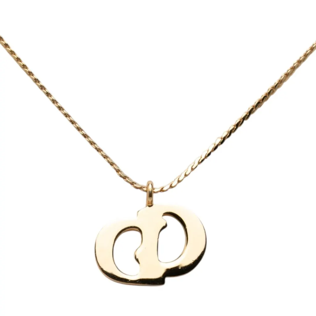 Dior Gold Plated CD Logo Pendant Necklace Gold Metal Very good - Inside View