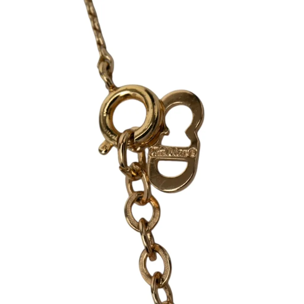 Dior Gold Plated CD Logo Pendant Necklace Gold Metal Very good - Model View