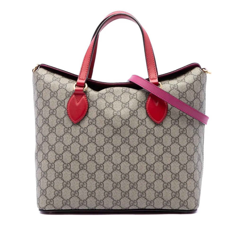 Gucci GG Supreme Linea A Fold Over Tote Beige Very good - Front View