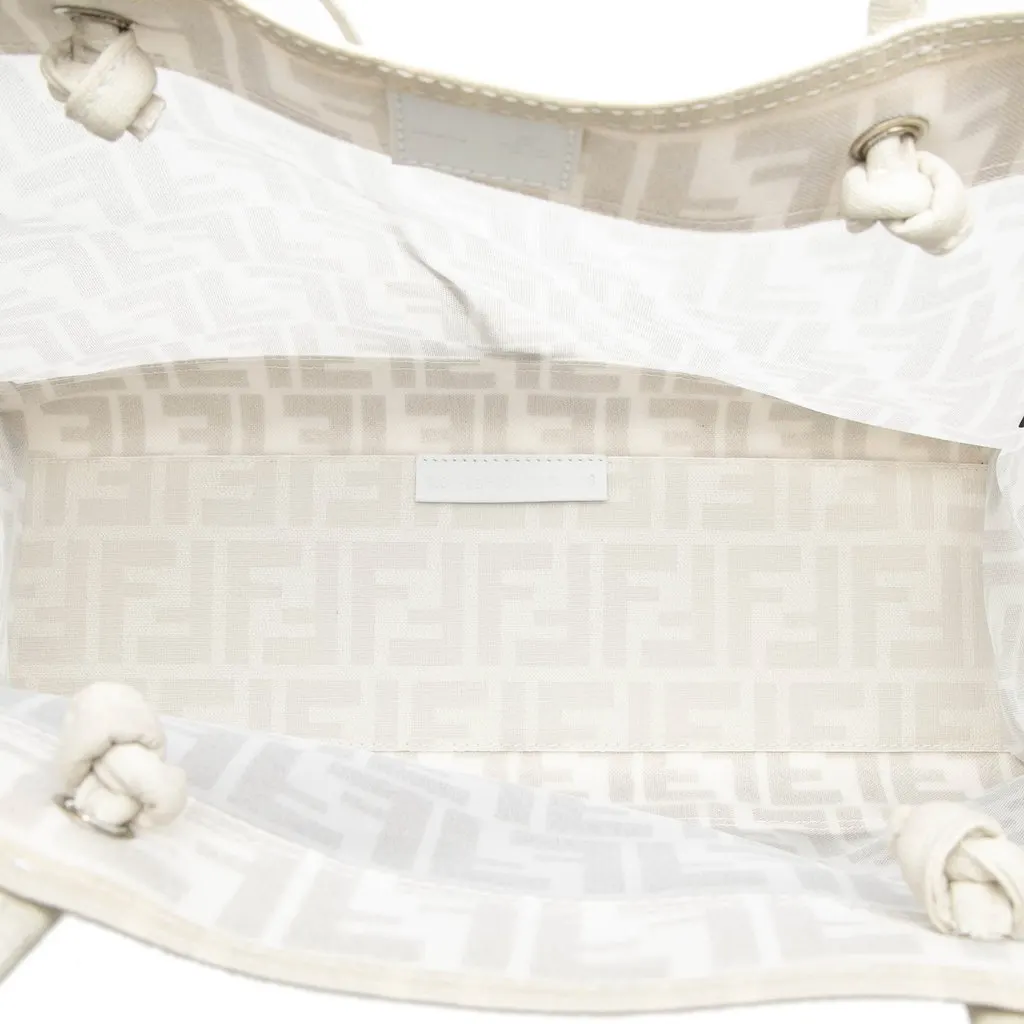 Fendi Coated Canvas Trimmed Zucca Mesh Tote White Very good - Model View