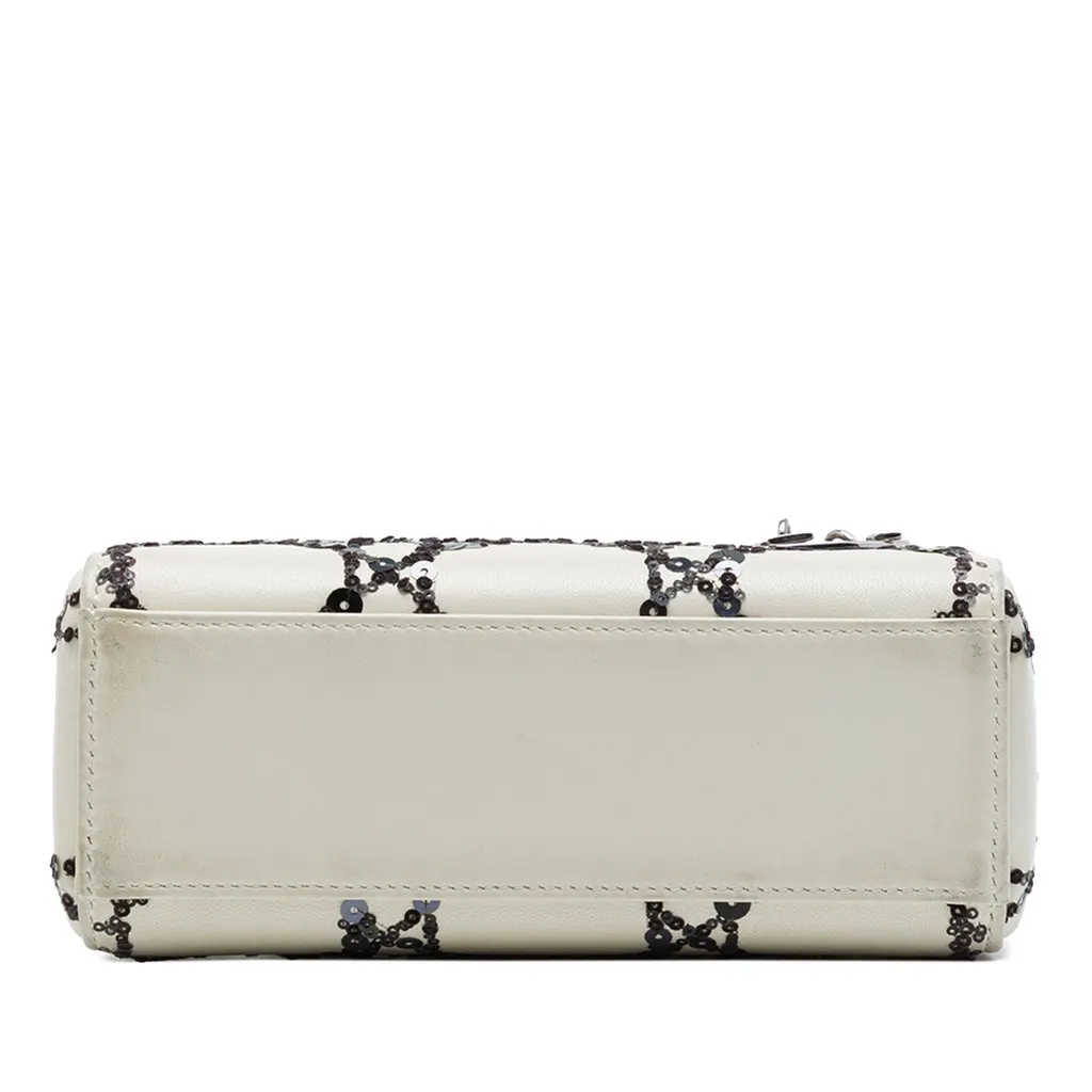 Dior Mini Calfskin Cannage Sequin Lady Dior White Leather Very good - Inside View