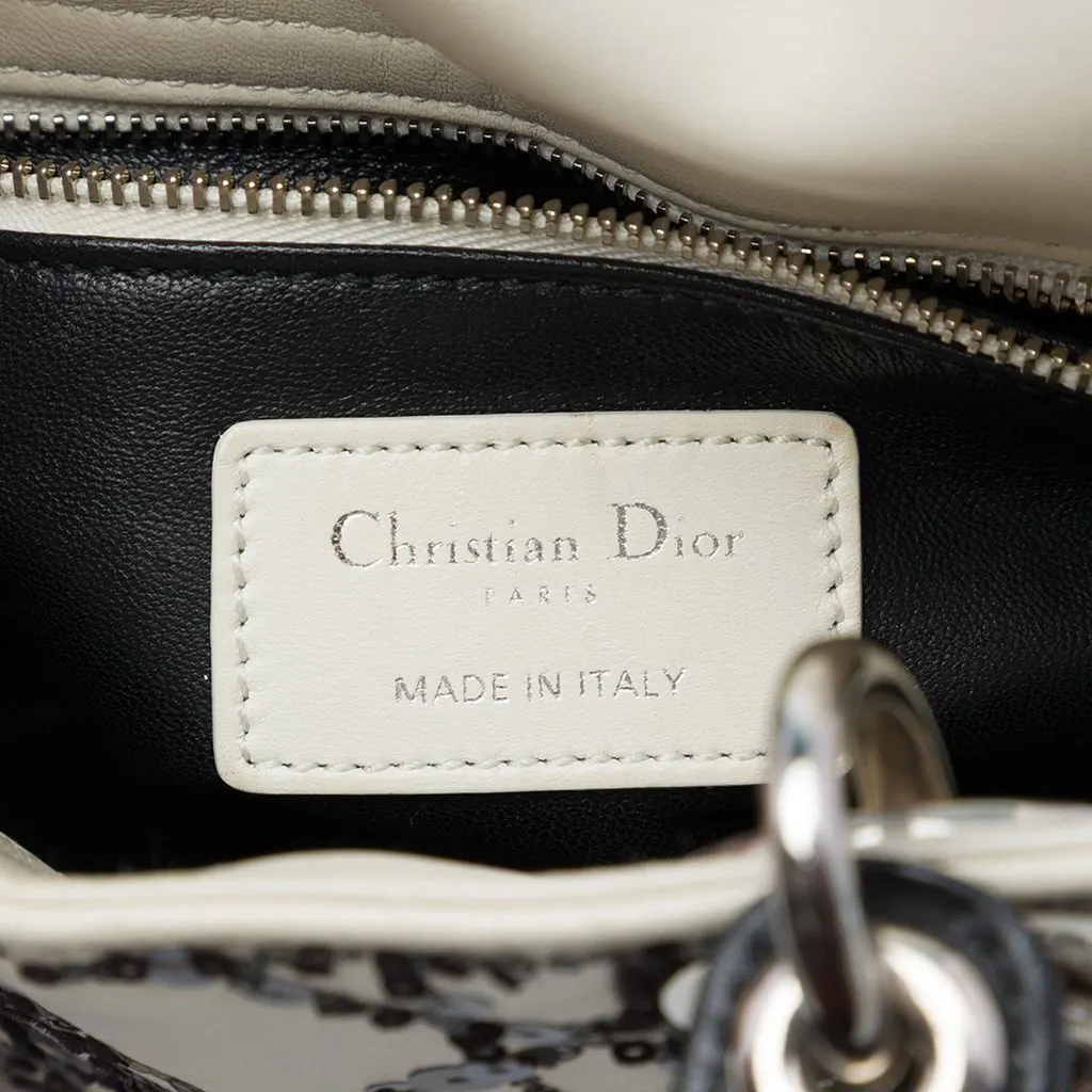 Dior Mini Calfskin Cannage Sequin Lady Dior White Leather Very good - Box View