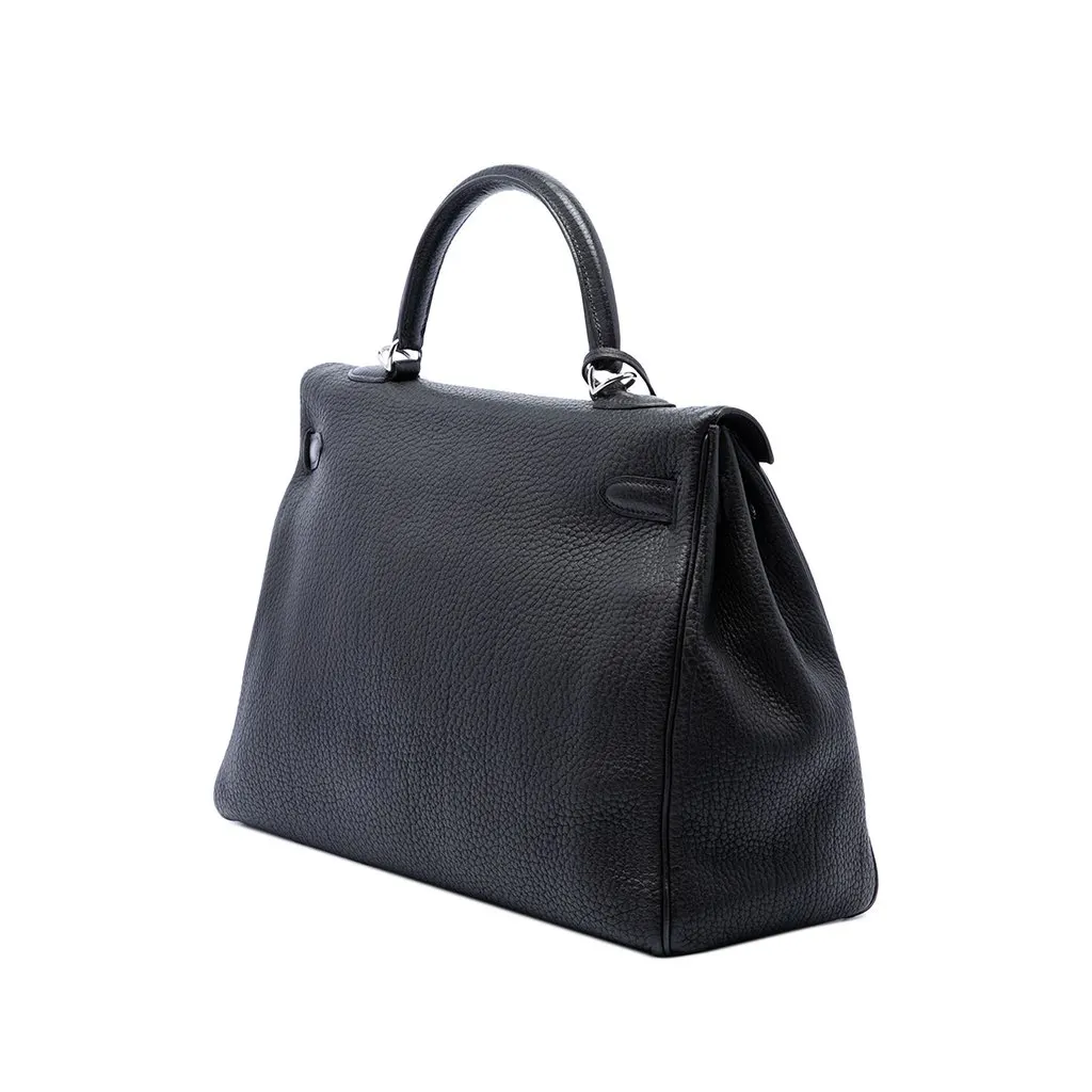 Hermès Clemence Kelly II Retourne 35 Black Leather Good - Back View