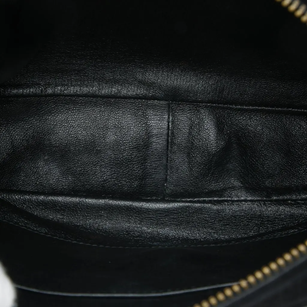 Chanel CC Quilted Suede Tassel Camera Bag Black Leather Very good - Model View