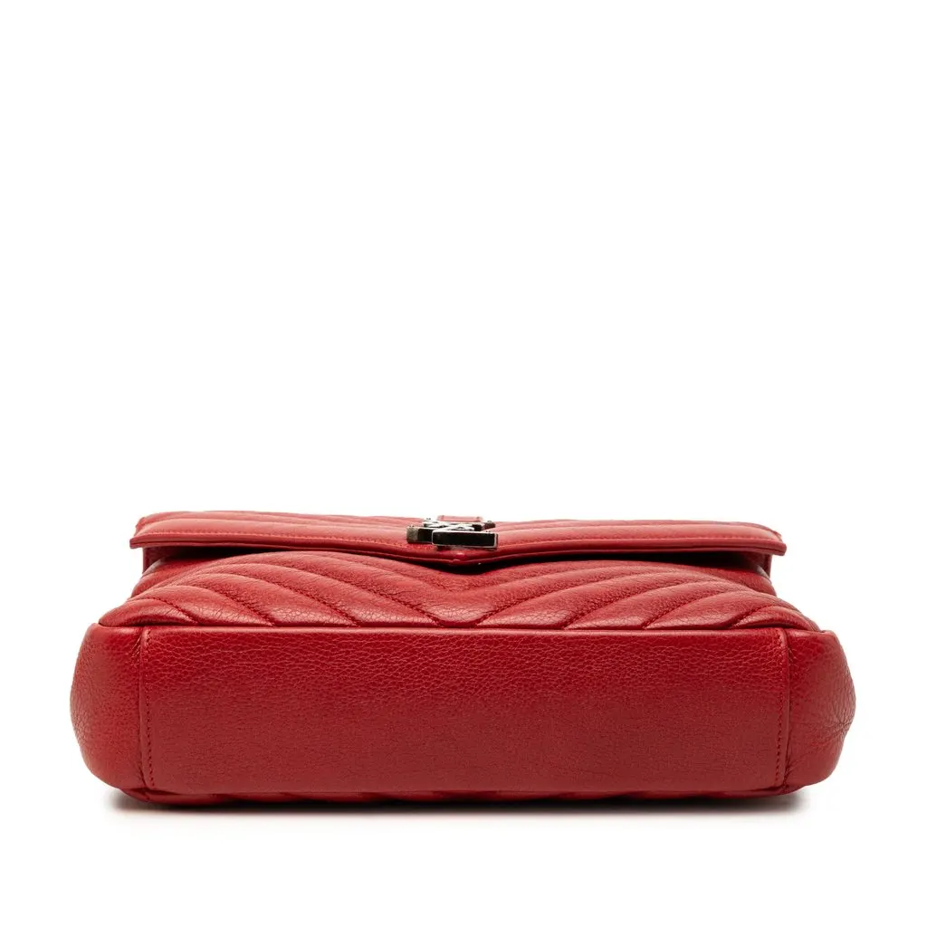 Saint Laurent Medium Chevron Sheepskin Monogram College Satchel Red Leather Very good - Inside View