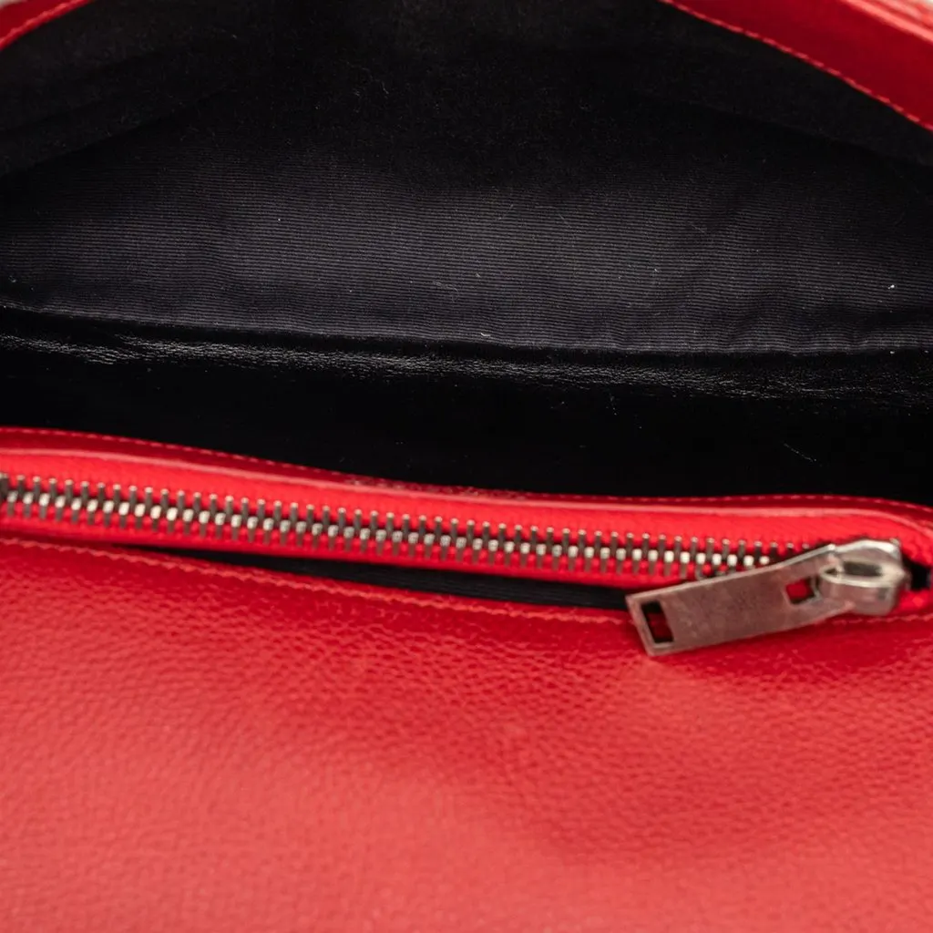 Saint Laurent Medium Chevron Sheepskin Monogram College Satchel Red Leather Very good - Model View