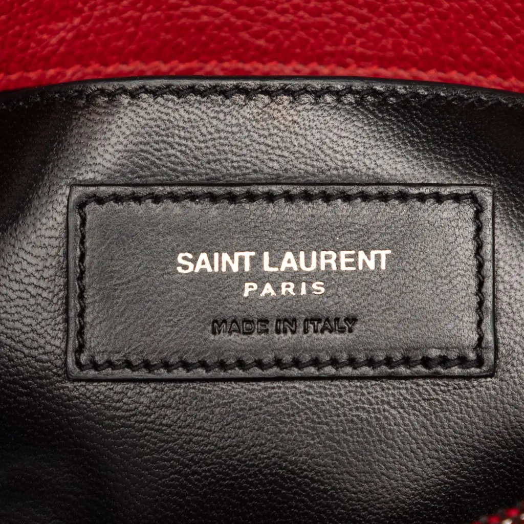 Saint Laurent Medium Chevron Sheepskin Monogram College Satchel Red Leather Very good - Box View