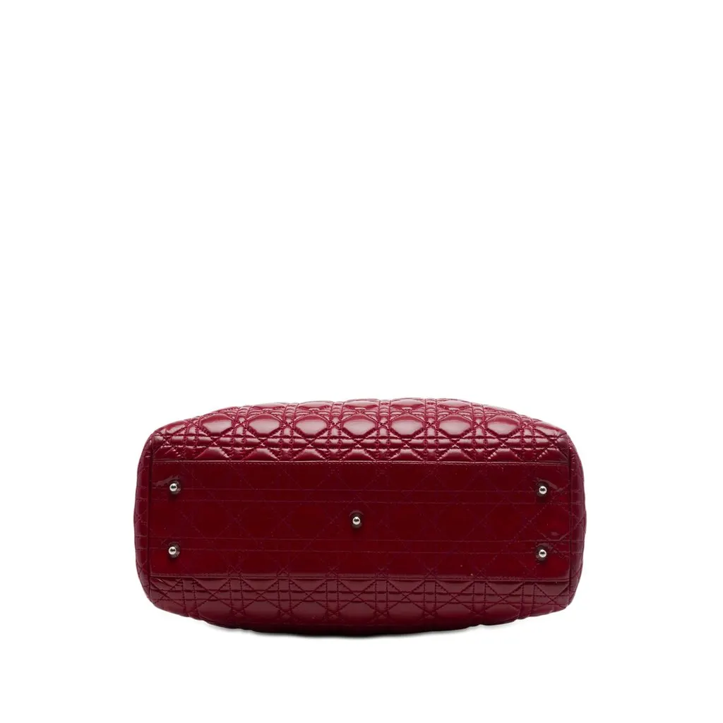 Dior Large Patent Cannage Lady Dior Soft Shopping Tote Red Leather Very good - Inside View