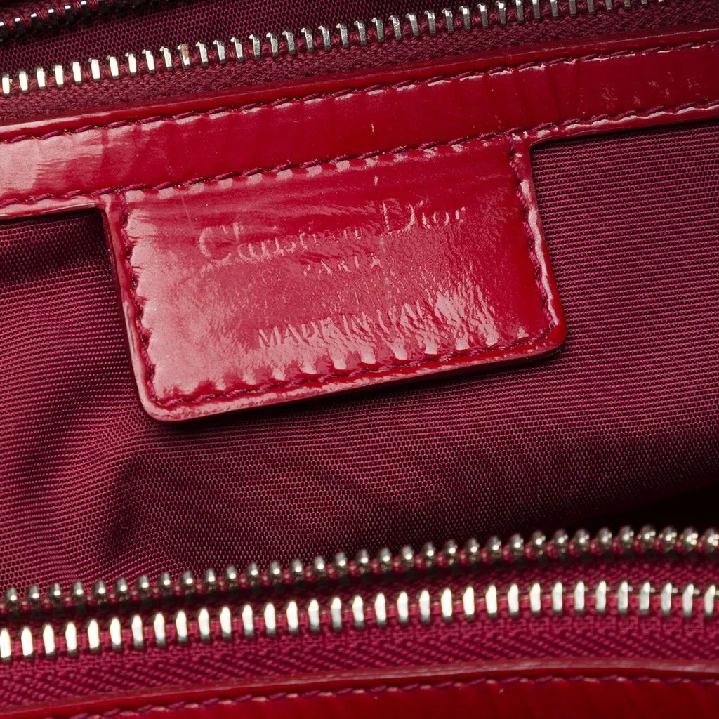 Dior Large Patent Cannage Lady Dior Soft Shopping Tote Red Leather Very good - Box View