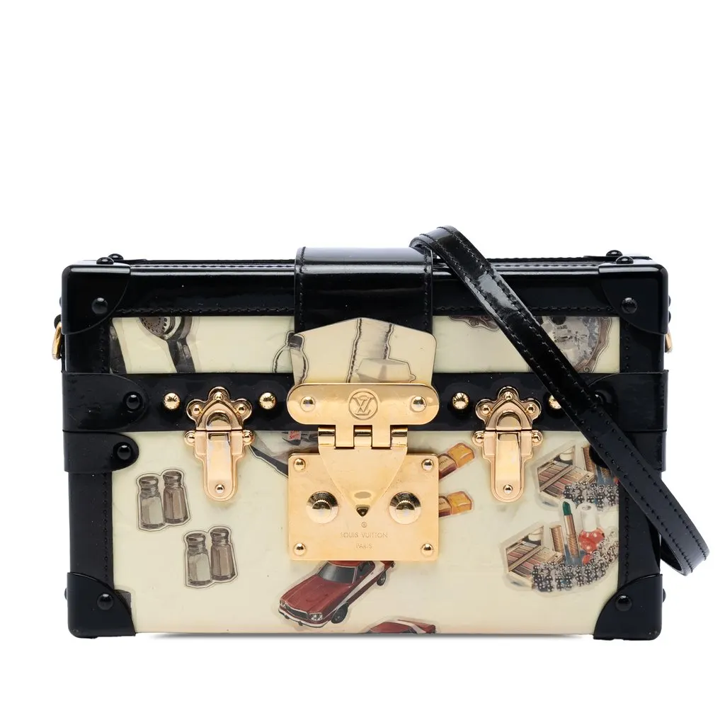 Louis Vuitton Monogram Vernis Stickers Petite Malle Beige Leather Good - Front View