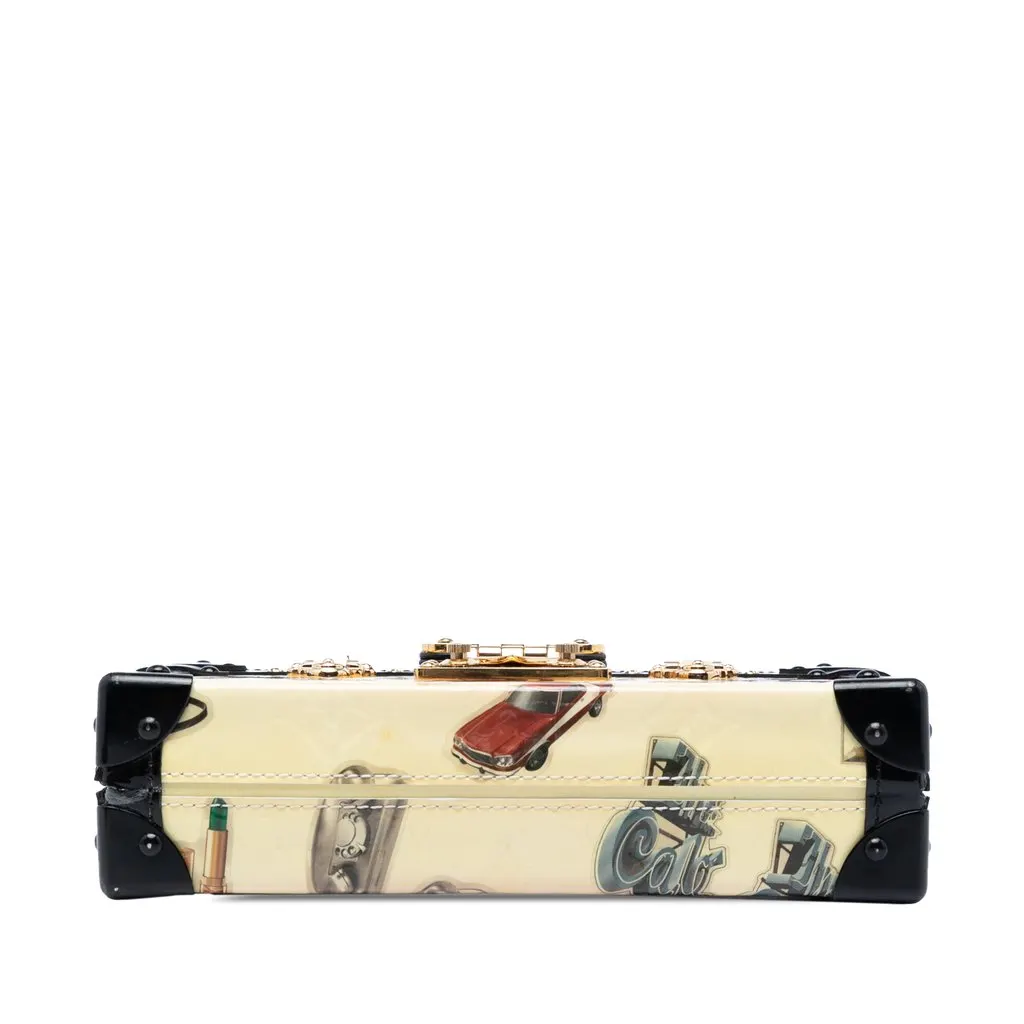 Louis Vuitton Monogram Vernis Stickers Petite Malle Beige Leather Good - Inside View