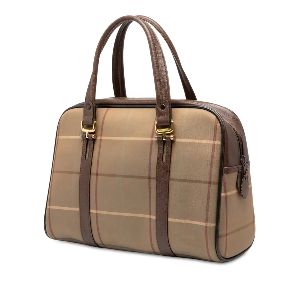 Burberry Vintage Check Canvas Handbag Brown Canvas Good - Back View