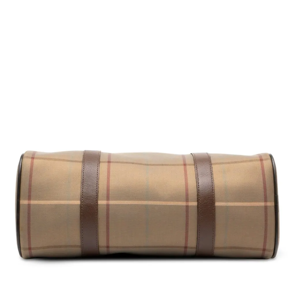 Burberry Vintage Check Canvas Handbag Brown Canvas Good - Inside View
