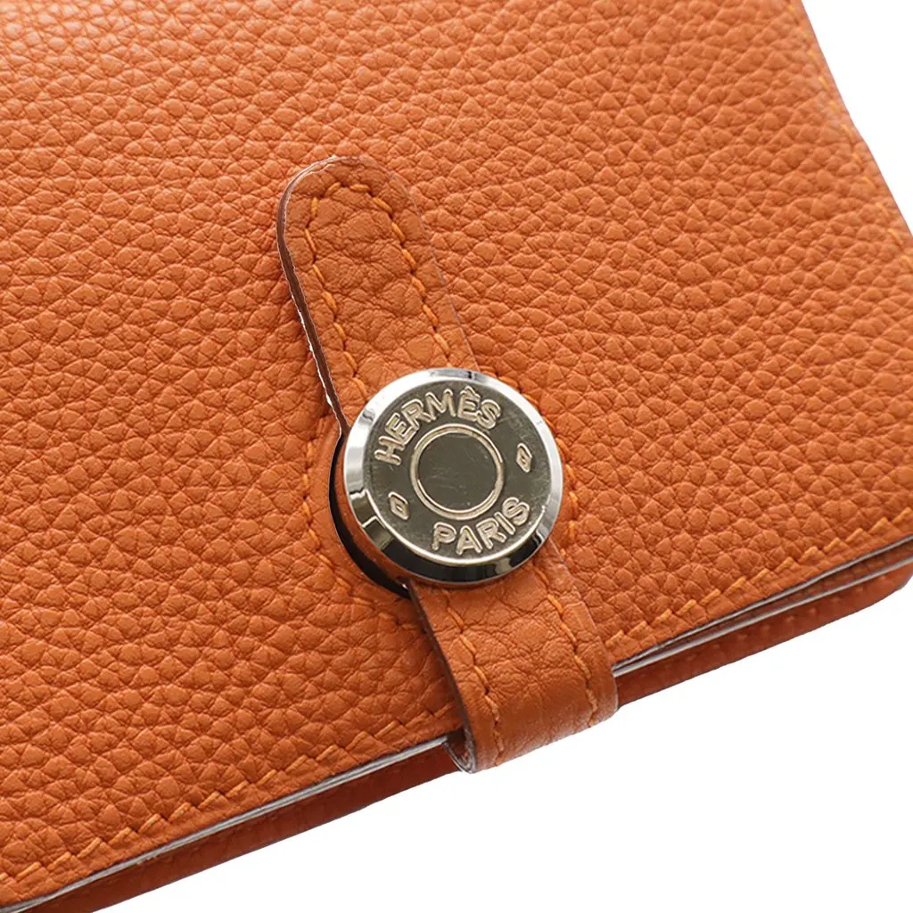 Hermès Togo Dogon Card Holder Orange Leather Very good - Model View