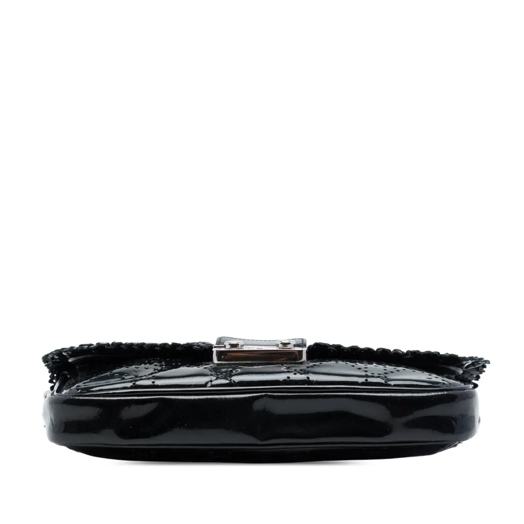 Dior Perforated Patent Cannage New Lock Ruffle Pouch Crossbody Black Leather Very good - Inside View