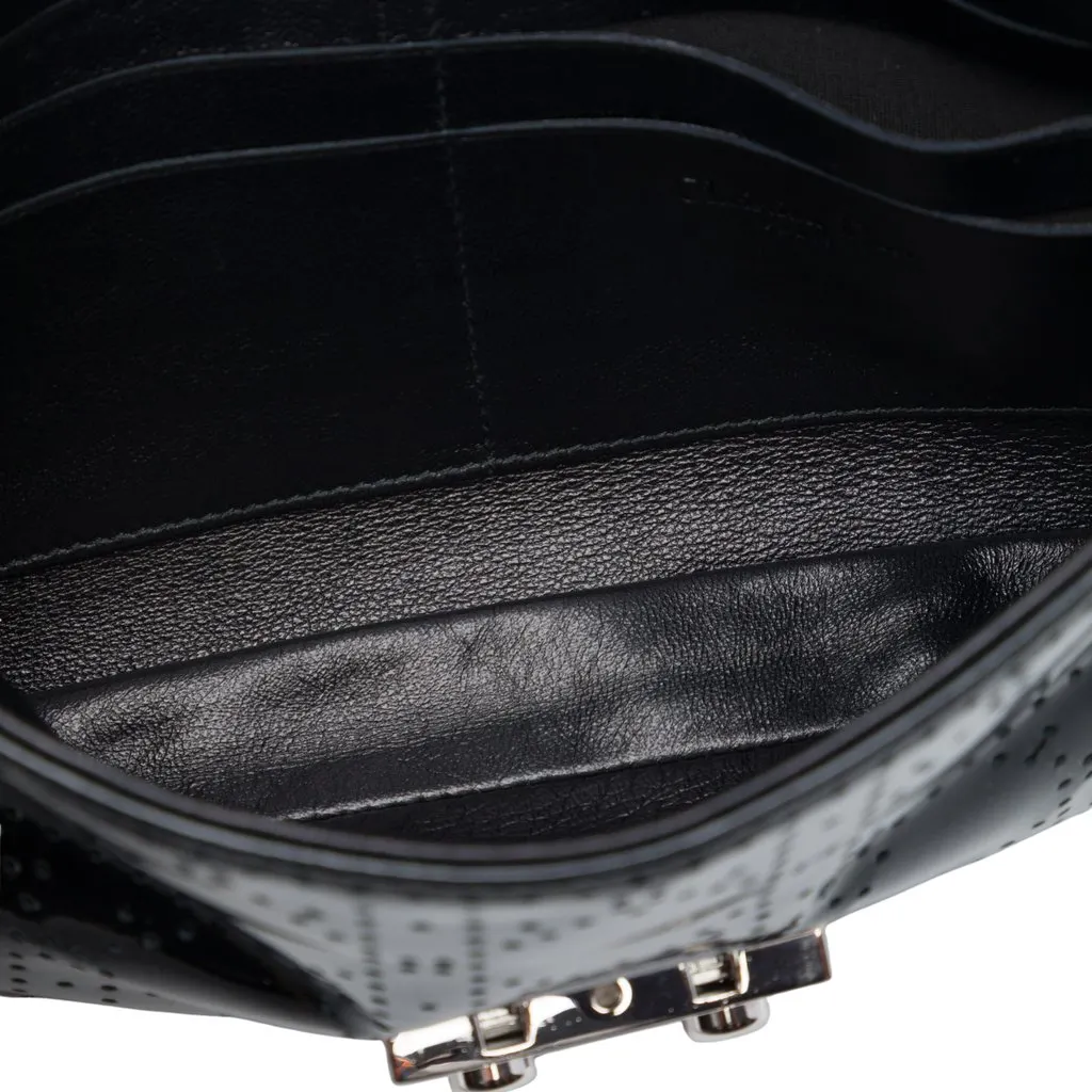 Dior Perforated Patent Cannage New Lock Ruffle Pouch Crossbody Black Leather Very good - Model View