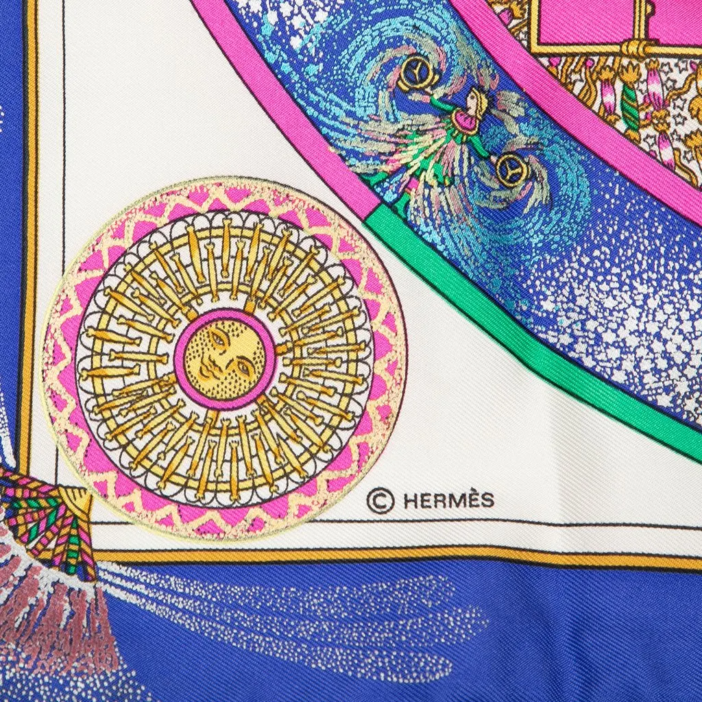 Hermès Feux D Artifice Carre Silk Handkerchief Blue Silk Very good - Inside View