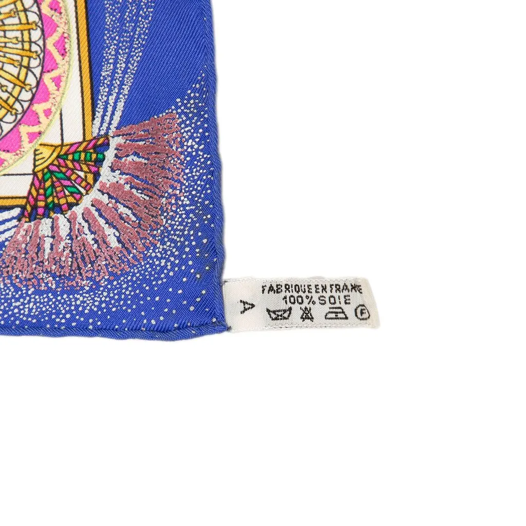 Hermès Feux D Artifice Carre Silk Handkerchief Blue Silk Very good - Model View