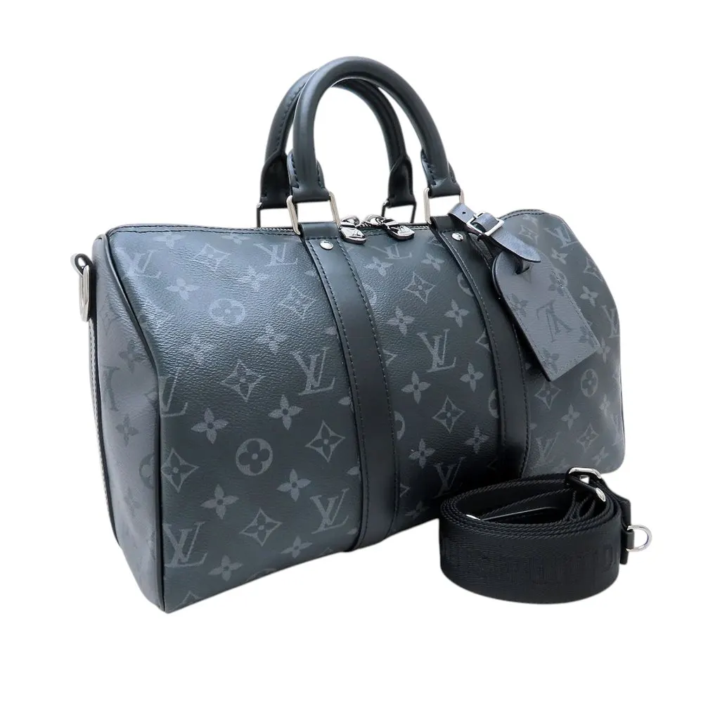 Louis Vuitton Monogram Eclipse Keepall Bandouliere 35 Black Very good - Front View