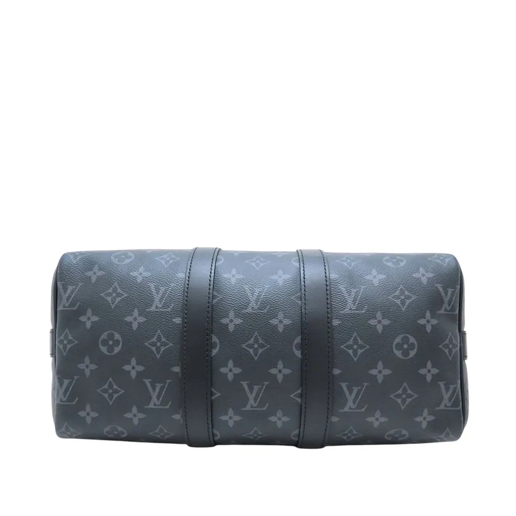 Louis Vuitton Monogram Eclipse Keepall Bandouliere 35 Black Very good - Back View