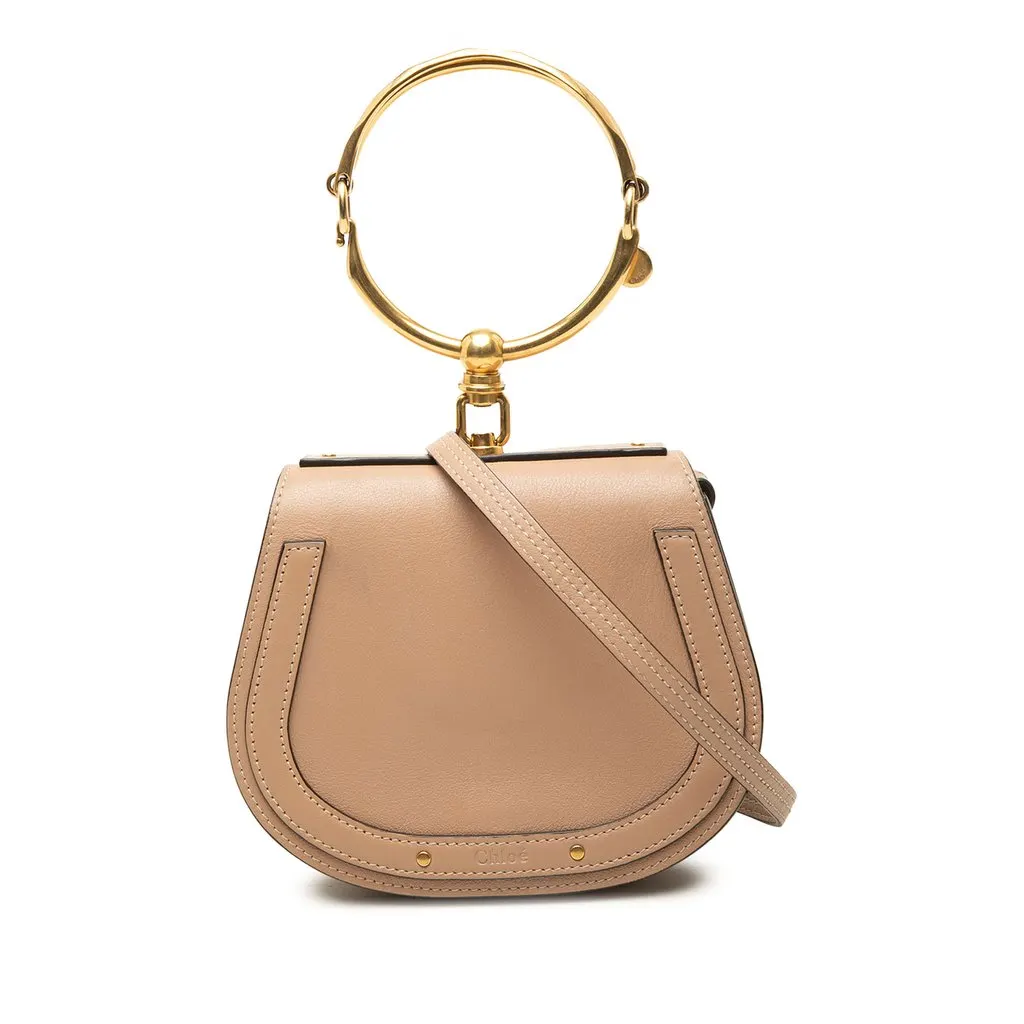 Chloé Small Leather Nile Bracelet Satchel Beige Leather Good - Front View