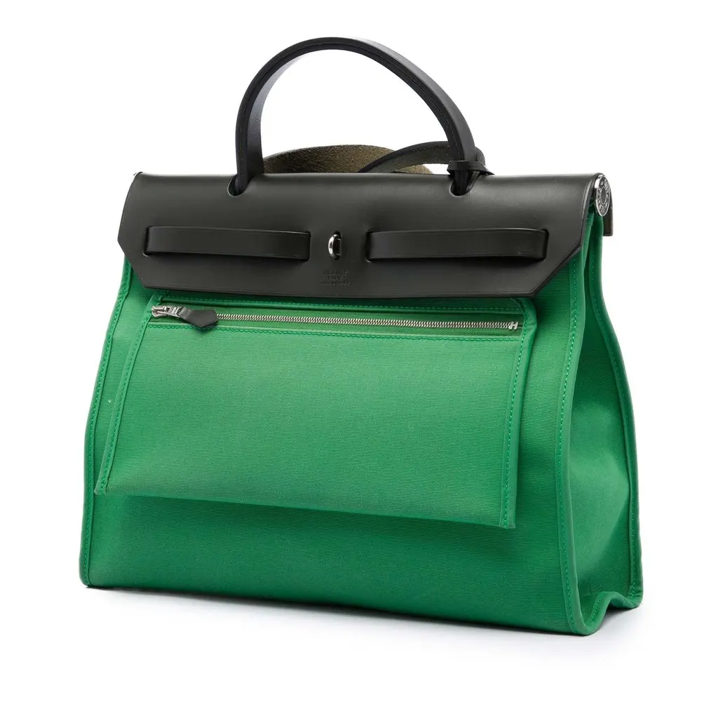 Hermès Toile Herbag Zip 31 Green Very good - Back View