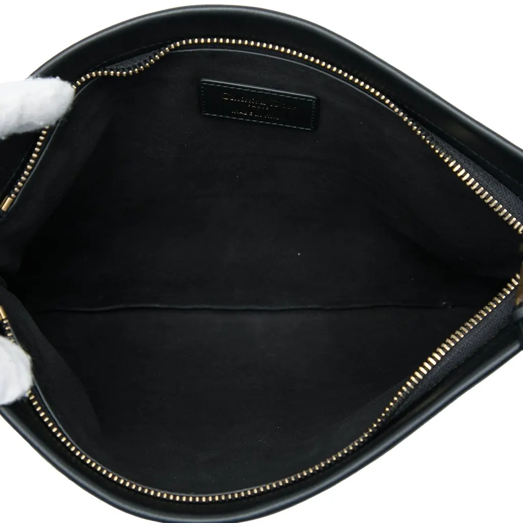 Dior Embossed Calfskin Logo Zip Clutch Black Leather Very good - Model View