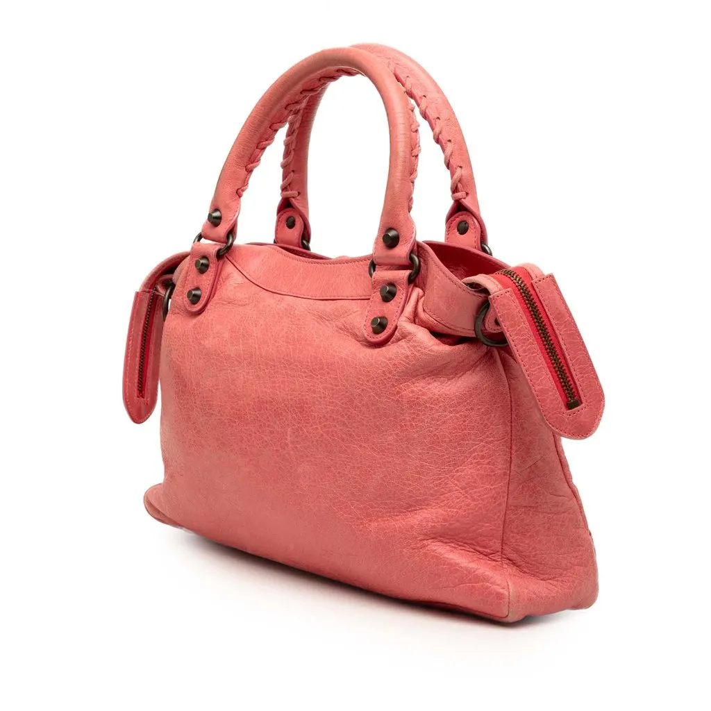 Balenciaga Lambskin Motocross Classic Town Satchel Pink Leather Very good - Back View