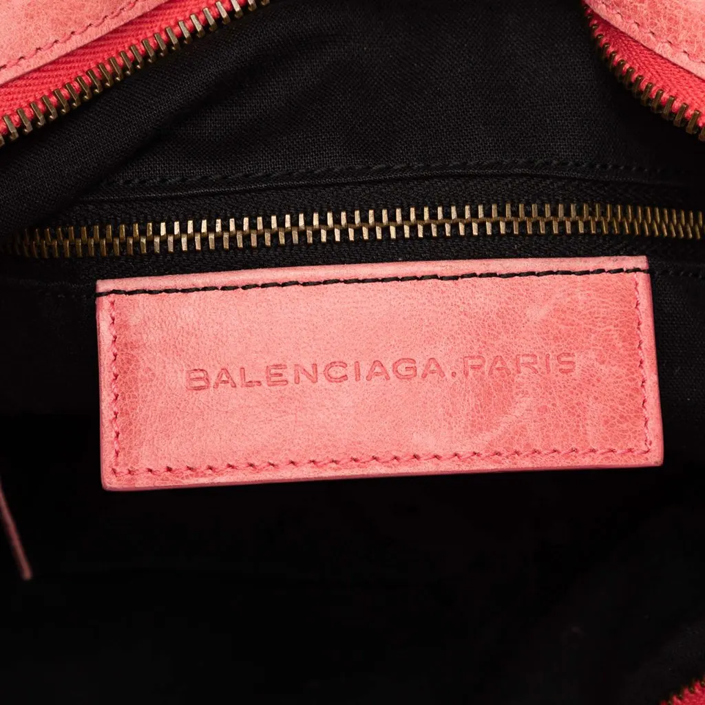 Balenciaga Lambskin Motocross Classic Town Satchel Pink Leather Very good - Box View