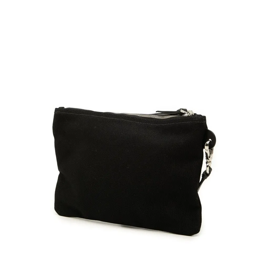 Prada Canvas Canapa Logo Wristlet Pouch Black Canvas Very good - Back View