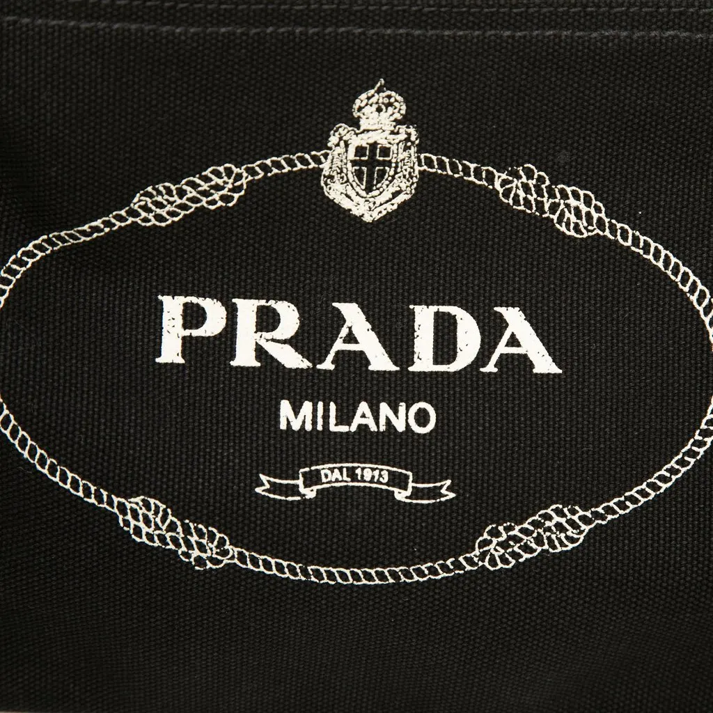 Prada Canvas Canapa Logo Wristlet Pouch Black Canvas Very good - Box View
